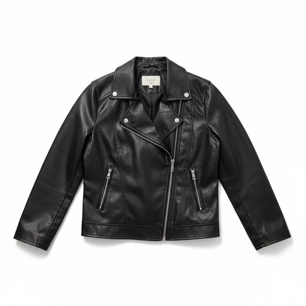 Lehour Girls Faux Leather Moto Biker Jacket Black Size 170